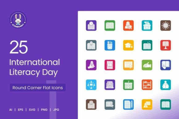 25 International Literacy Day Icons Graphics Review