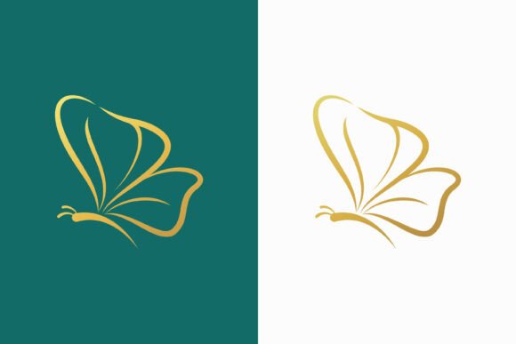 Abstract Butterfly Logo Linear Gold Graphics for Logo Templates