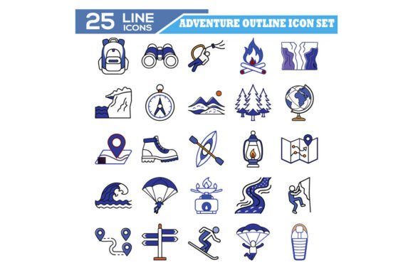 Adventure Outline Icon Set: Graphics and Illustrations for Modern Blogs