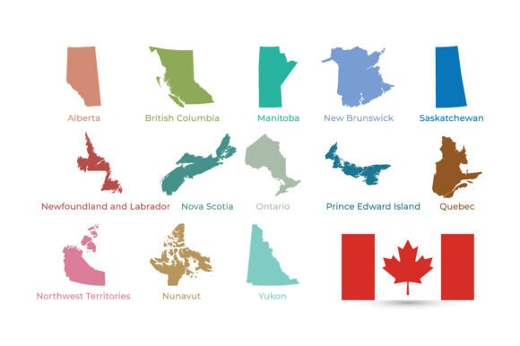 All Provinces and Territories of Canada Graphics for Editorial Design