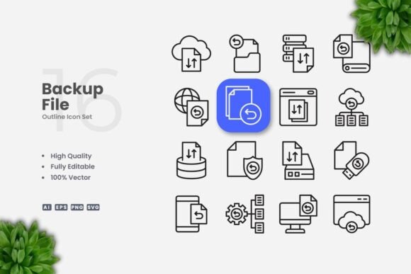 Backup File Outline Icons Review