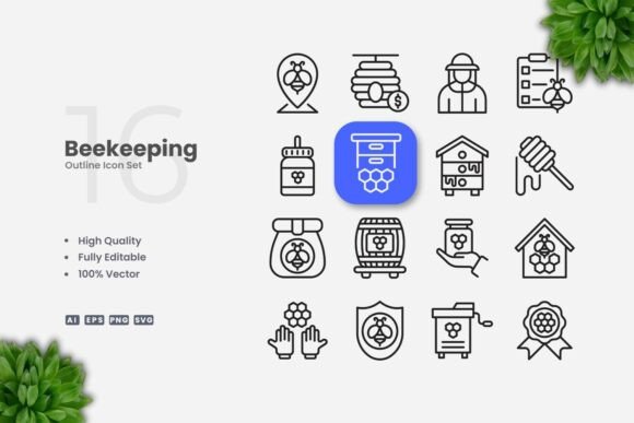 Beekeeping Outline Icons: Essential Graphics for Modern Publishers