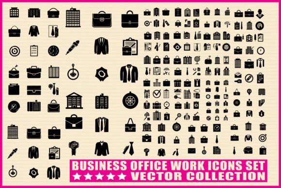 Business Office Work Icon Bundle Set: Graphics & Icons for Local Brands