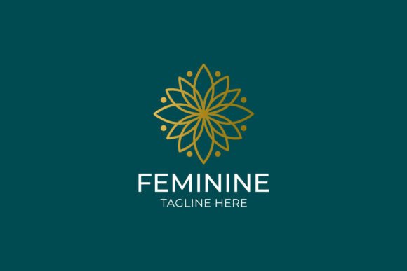 Feminine Sign Symbol Logo with Flower Graphics & Logo Templates