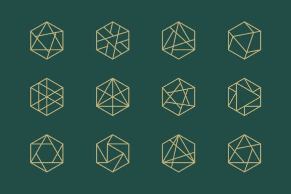 Geometric Line Hexagon Logo Element: Premium Graphics & Logo Templates
