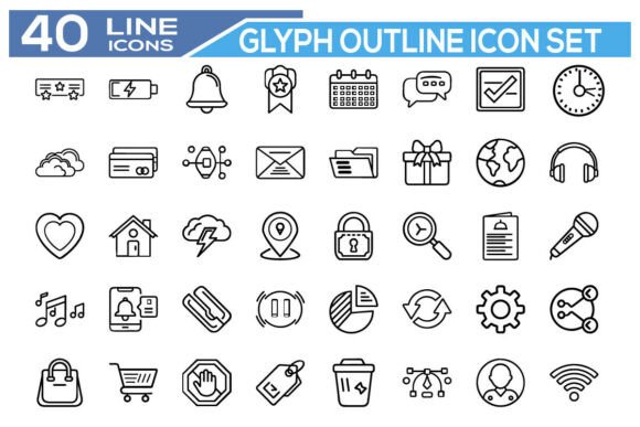 Glyph Outline Icon Set – Minimalist Lin
