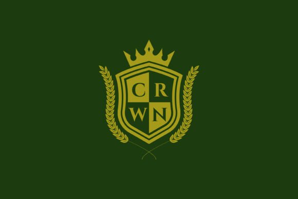 Heraldic Logo Crown Shield Laurel Wreath