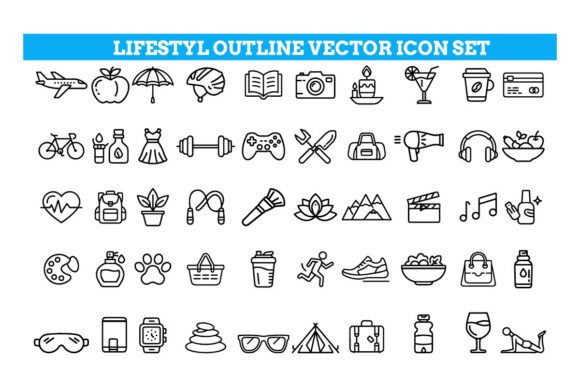 Lifestyle Outline Vector Icon Set – Dail Graphics & Illustrations