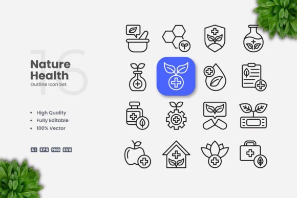 Nature Health Outline Icons Review