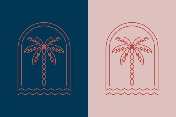 Palm Beach Tree Boho Style Logo Concept for Graphics & Logo Templates