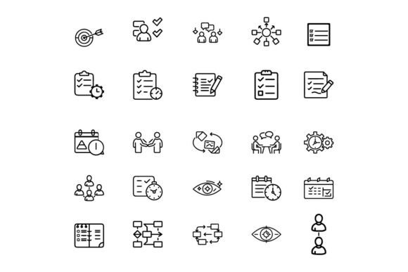 Planning Outline Icon Set Business Str Graphics & Illustrations