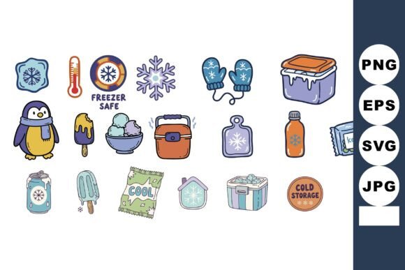 Playful Freezer Doodle Icons Pack for Branding and Packaging