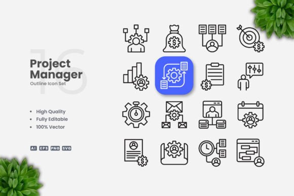 Project Manager Outline Icons: Essential Graphics for Modern Design