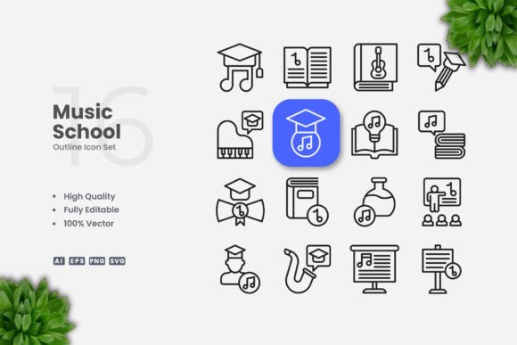 Reviewing Music School Outline Icons for Client Graphics