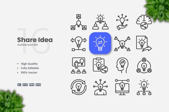 Share Idea Outline Icons: A Review for Graphics and Icons Sellers