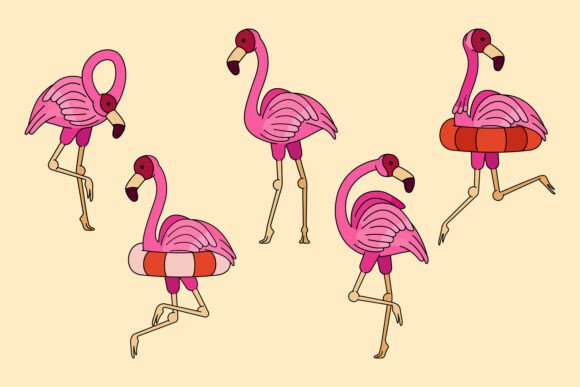 Summer Flamingo Beach Doodle: A Review for Graphics and Illustrations