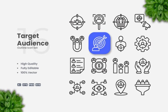 Target Audience Outline Icons for Graphics and Icons
